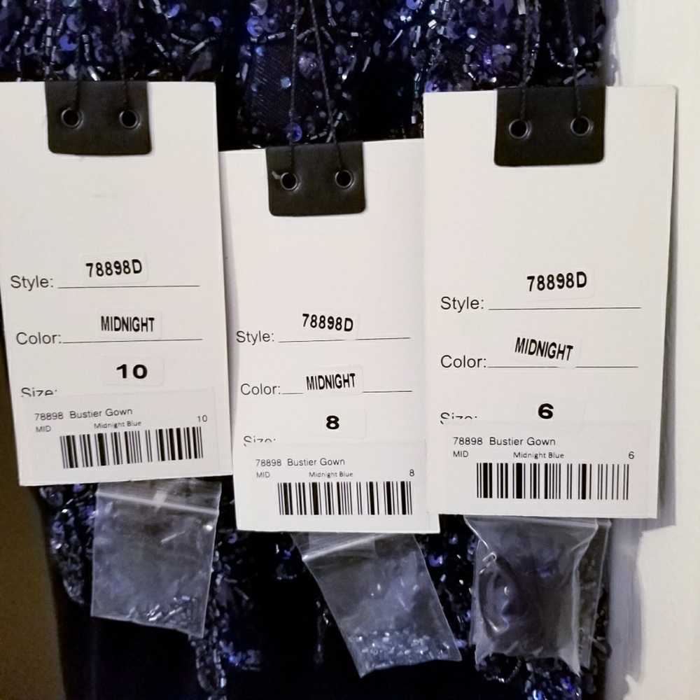 NWT Mac Duggal Velvet Navy Sequined Bustier Dress - Picture 8 of 8